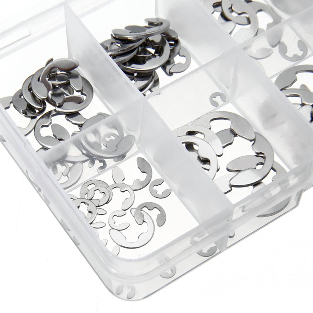 120Pcs 304 Stainless Steel E-Clip Retaining Circlip Assortment Kit 1.5-10mm