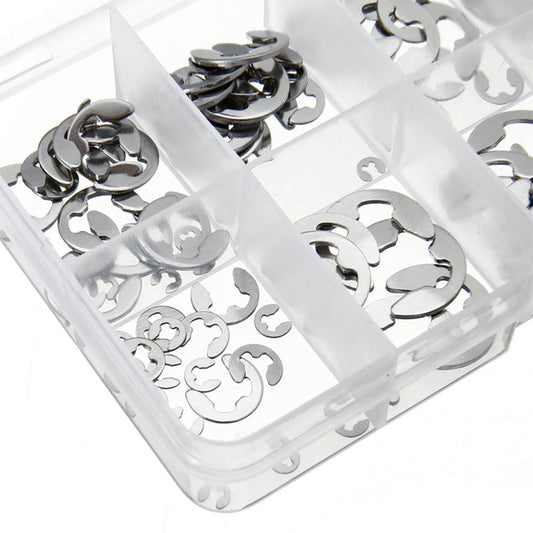 120Pcs 304 Stainless Steel E-Clip Retaining Circlip Assortment Kit 1.5-10mm