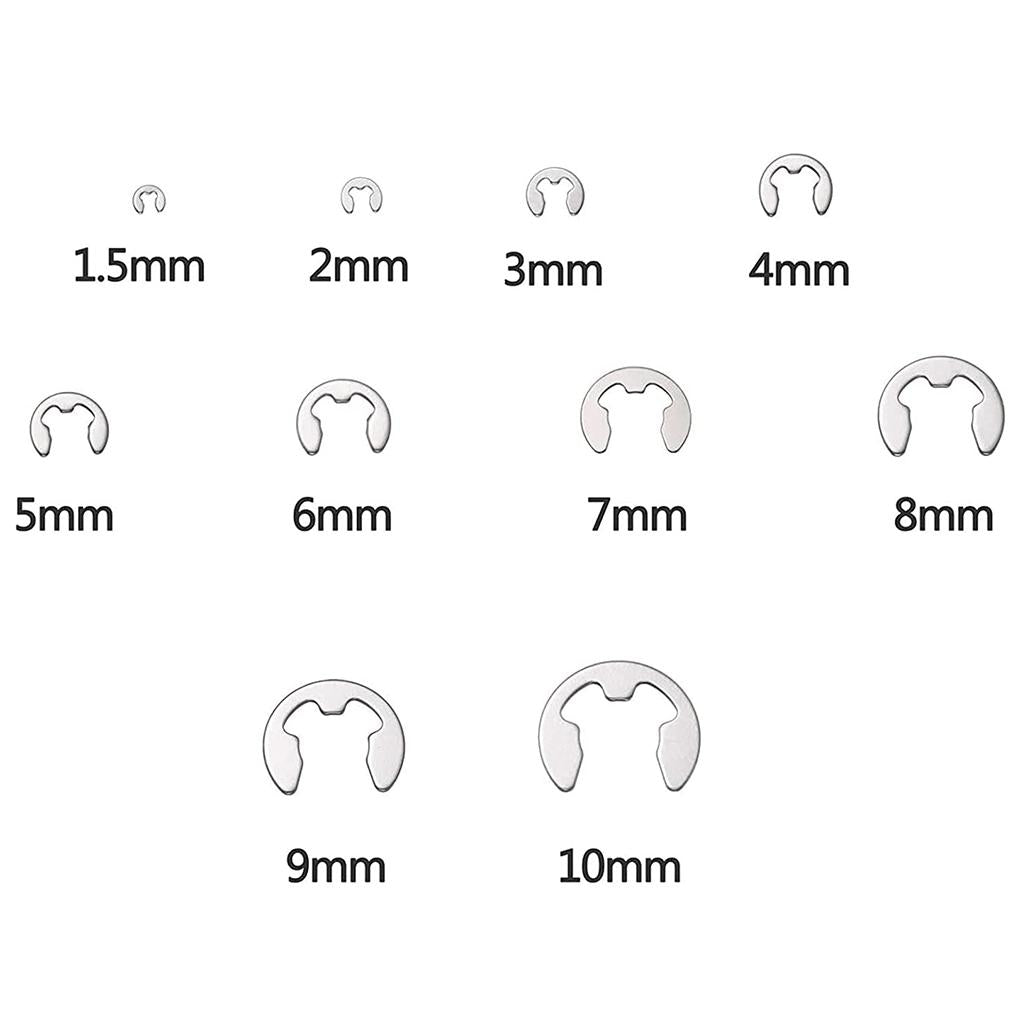 120Pcs 304 Stainless Steel E-Clip Retaining Circlip Assortment Kit 1.5-10mm