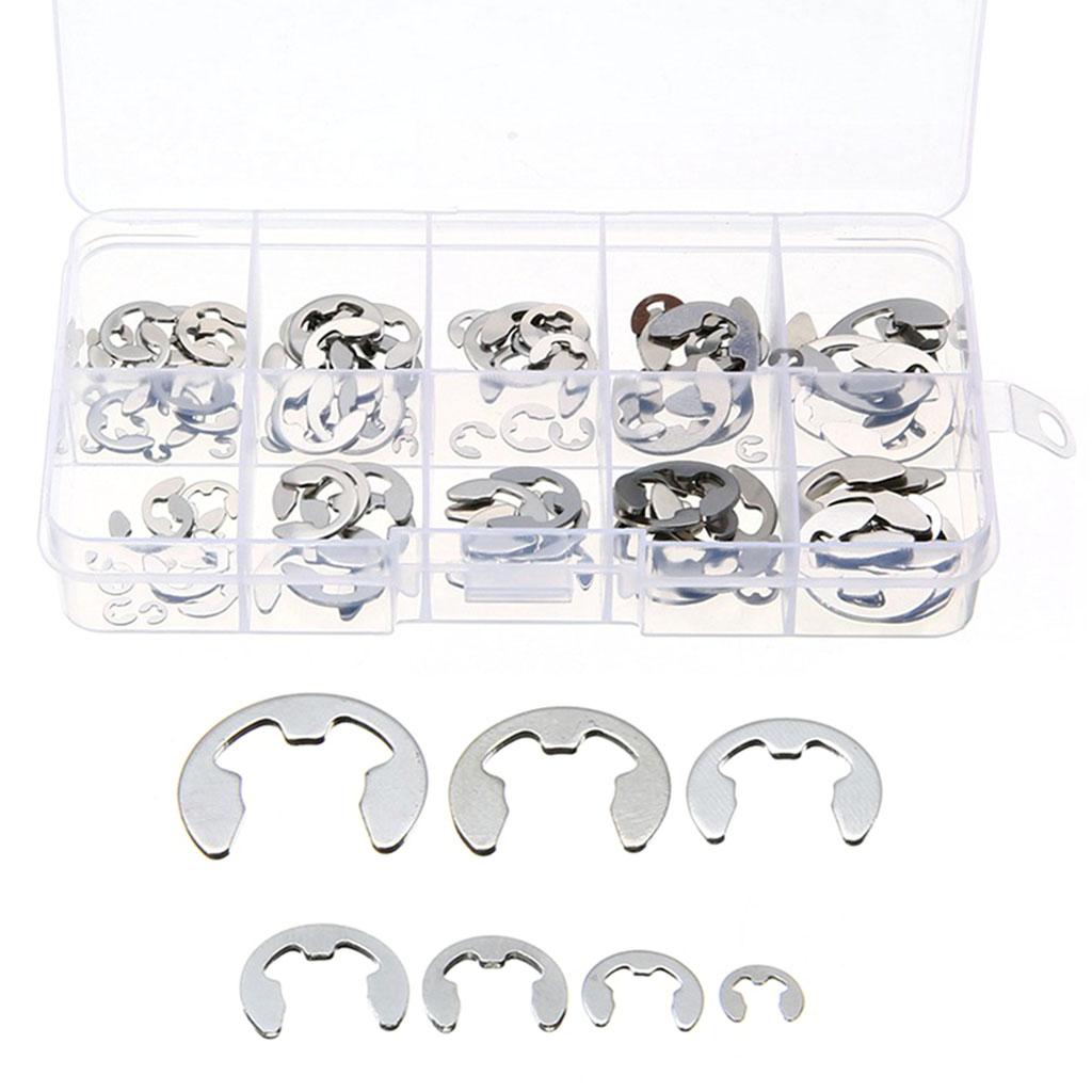 120Pcs 304 Stainless Steel E-Clip Retaining Circlip Assortment Kit 1.5-10mm