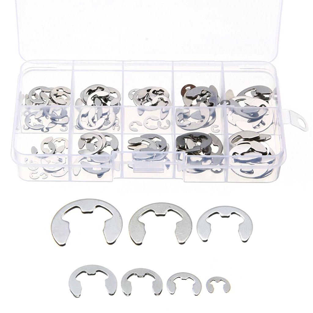 120Pcs 304 Stainless Steel E-Clip Retaining Circlip Assortment Kit 1.5-10mm
