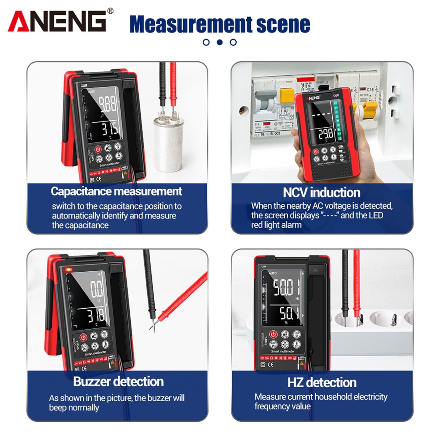 Digital Multimeter High Precision Tester 6000 Counts Volt Meter with Lanyard Red