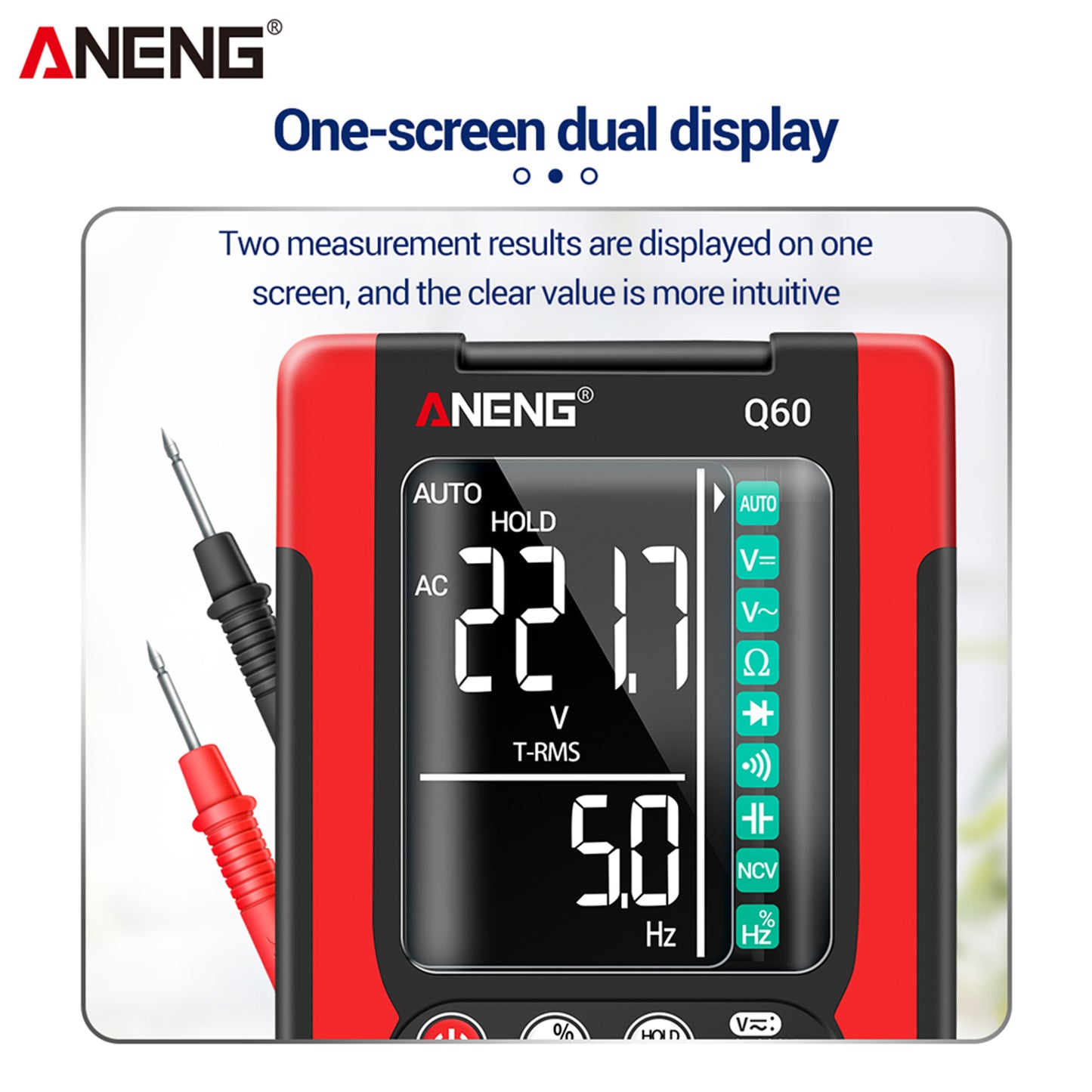 Digital Multimeter High Precision Tester 6000 Counts Volt Meter with Lanyard Red