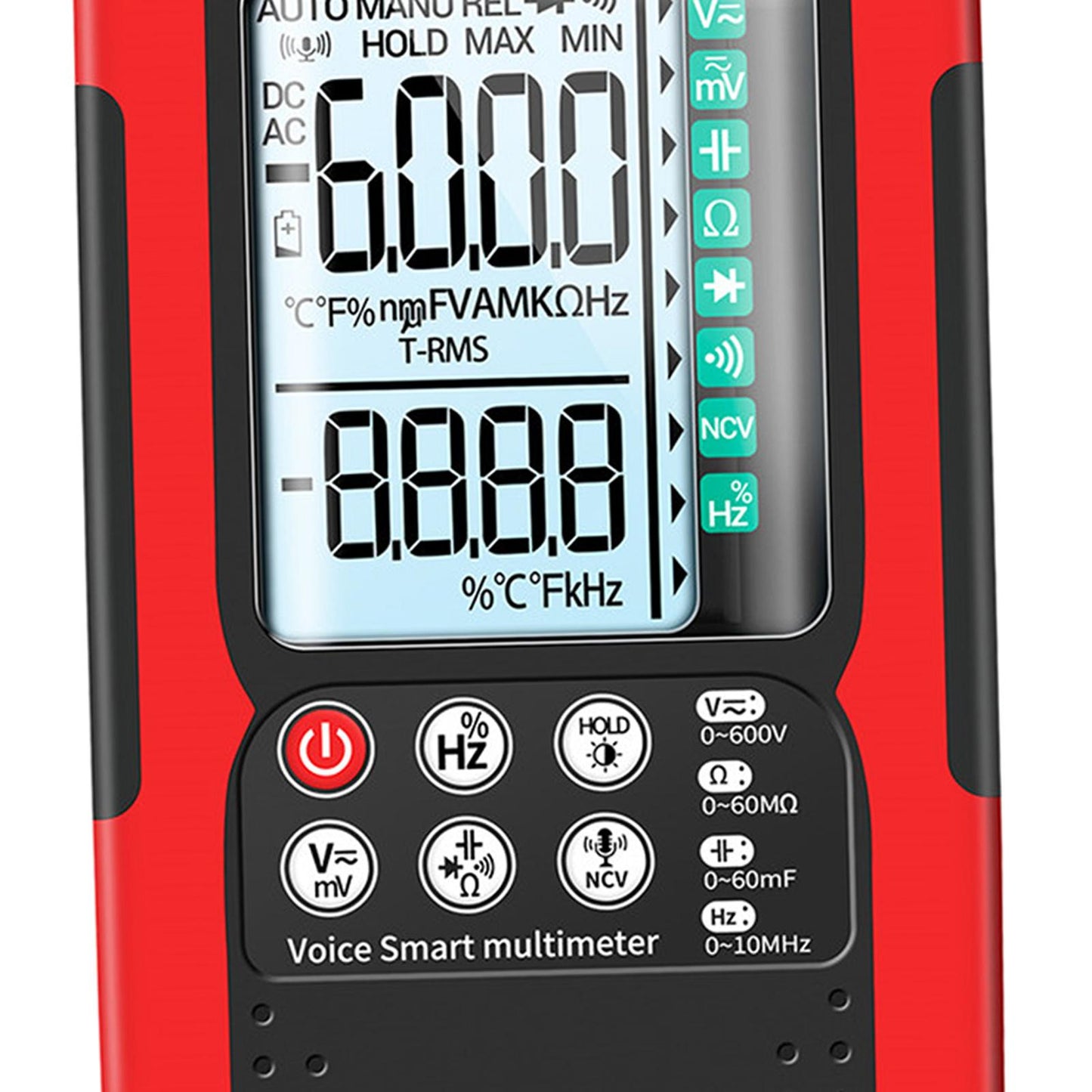 Digital Multimeter High Precision Tester 6000 Counts Volt Meter with Lanyard Red Voice Control