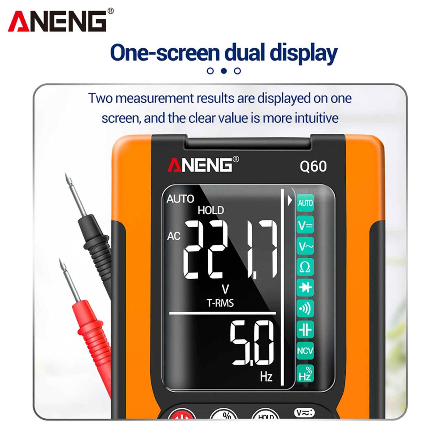 Digital Multimeter High Precision Tester 6000 Counts Volt Meter with Lanyard Yellow