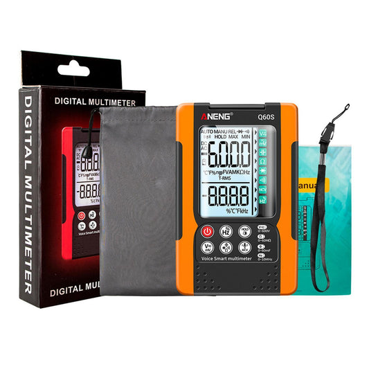 Digital Multimeter High Precision Tester 6000 Counts Volt Meter with Lanyard Yellow Voice Control