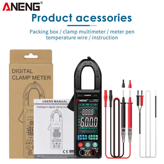 ST211 Digital Clamp Meter Tester AC / DC Voltage Current 6000 Counts Black