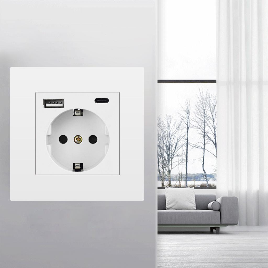 86x86mm Wall Socket 110-250V EU Plug Outlets Wall Adapter for Home Office