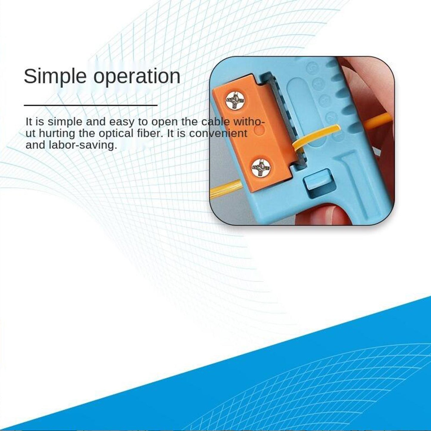 1.9-3mm Longitudinal Fiber Optic MSAT-5 Stripper Slitter Tool Industrial Blue