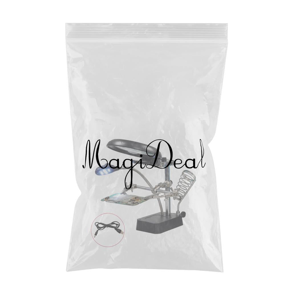 Magnifier With Helping Hand Soldering Stand HD Magnifying Glass 5 LED Light