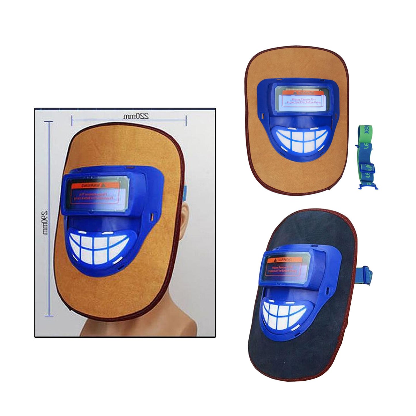 Leather Electric Welding Mask Argon Arc Auto Darkening Welder Helmet Brown