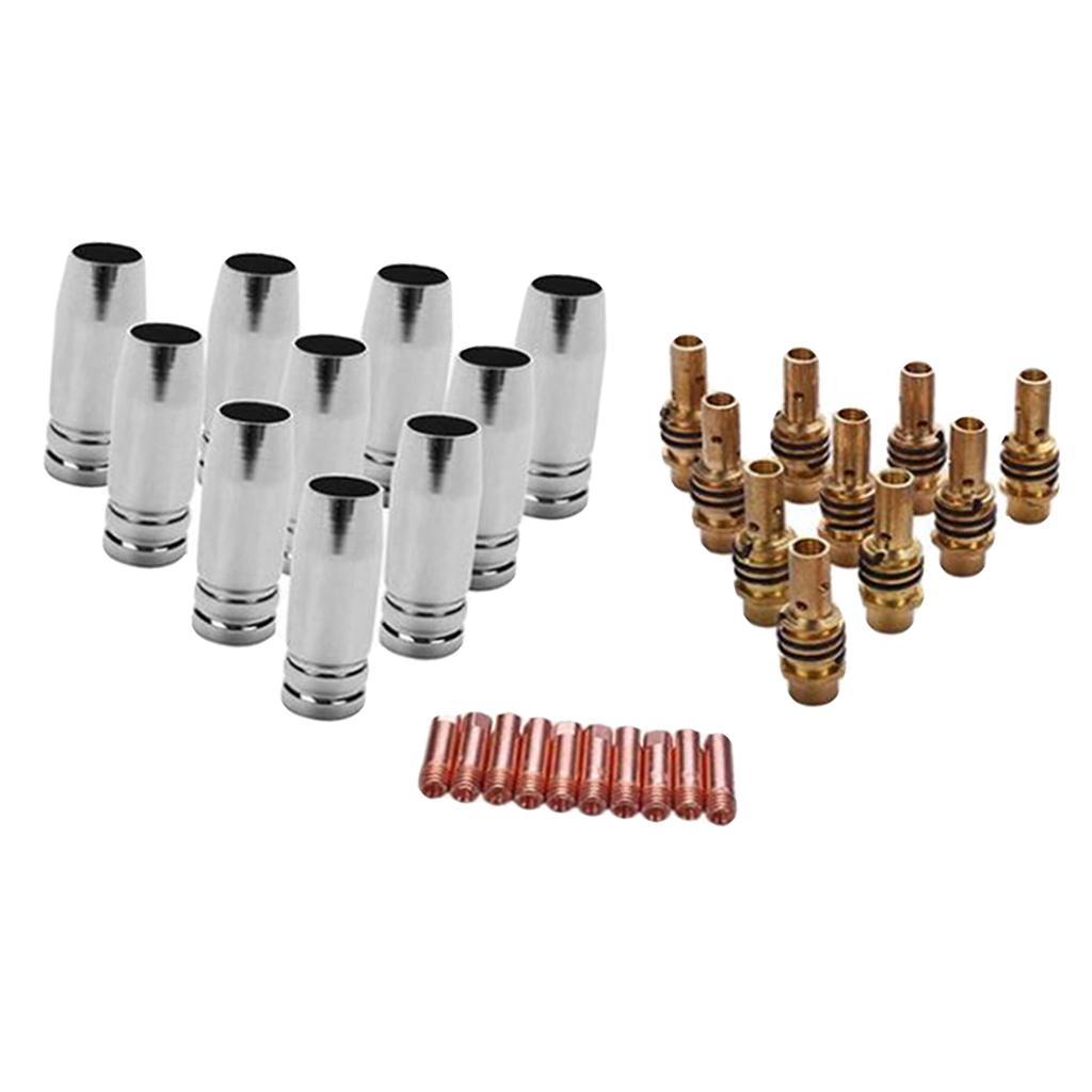 30Pcs Consumables Mig Torch Gas Nozzle TIP Holder for 15AK Welding Torch