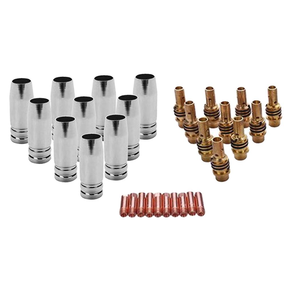 30Pcs Consumables Mig Torch Gas Nozzle TIP Holder for 15AK Welding Torch