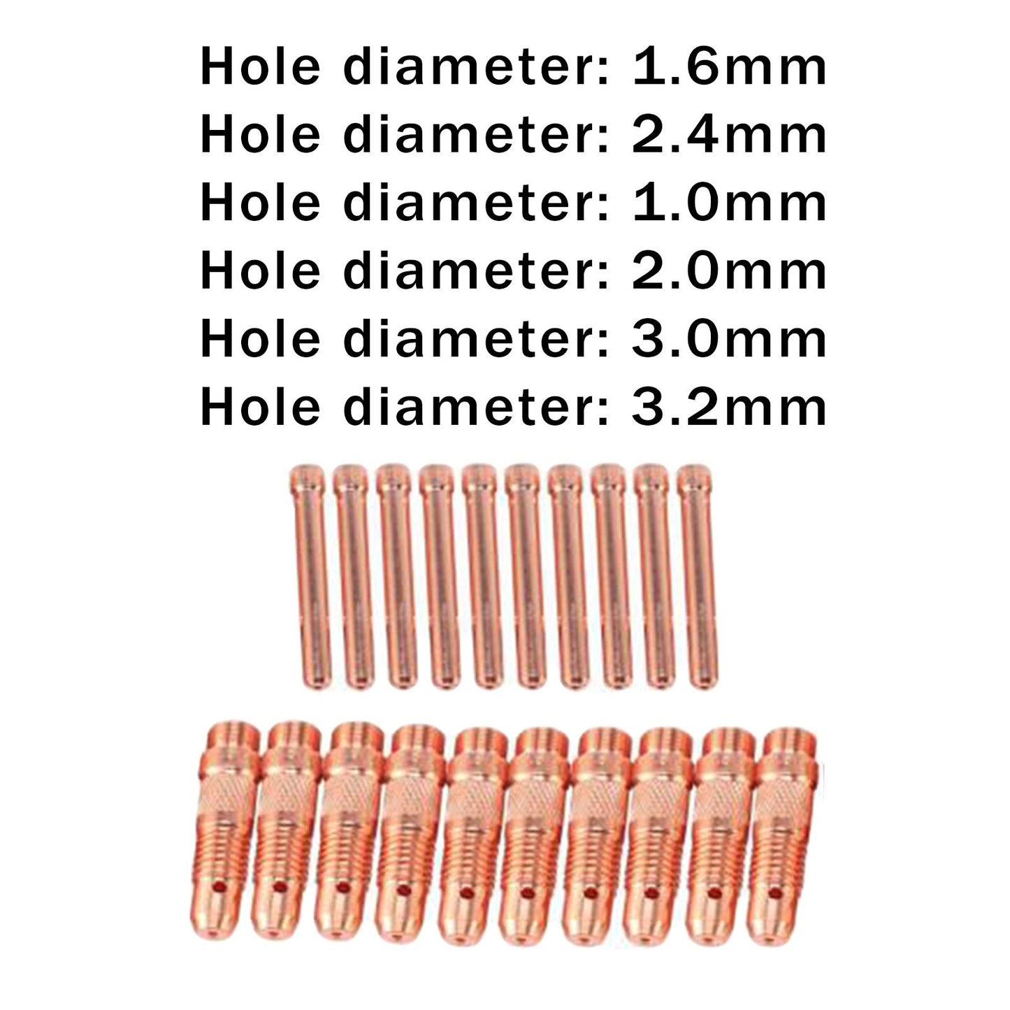 20Pcs Welding Collet Equipment Tungsten Collet Body for WP18 WP17F WP17V Aperture Dia1.6mm