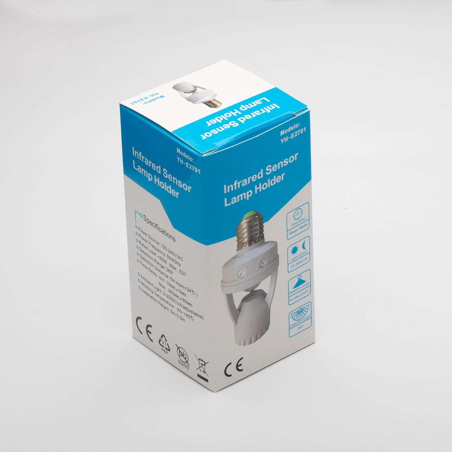 PIR Motion Sensor Light Socket E27 Plug Socket AC for Hallway Storage Room