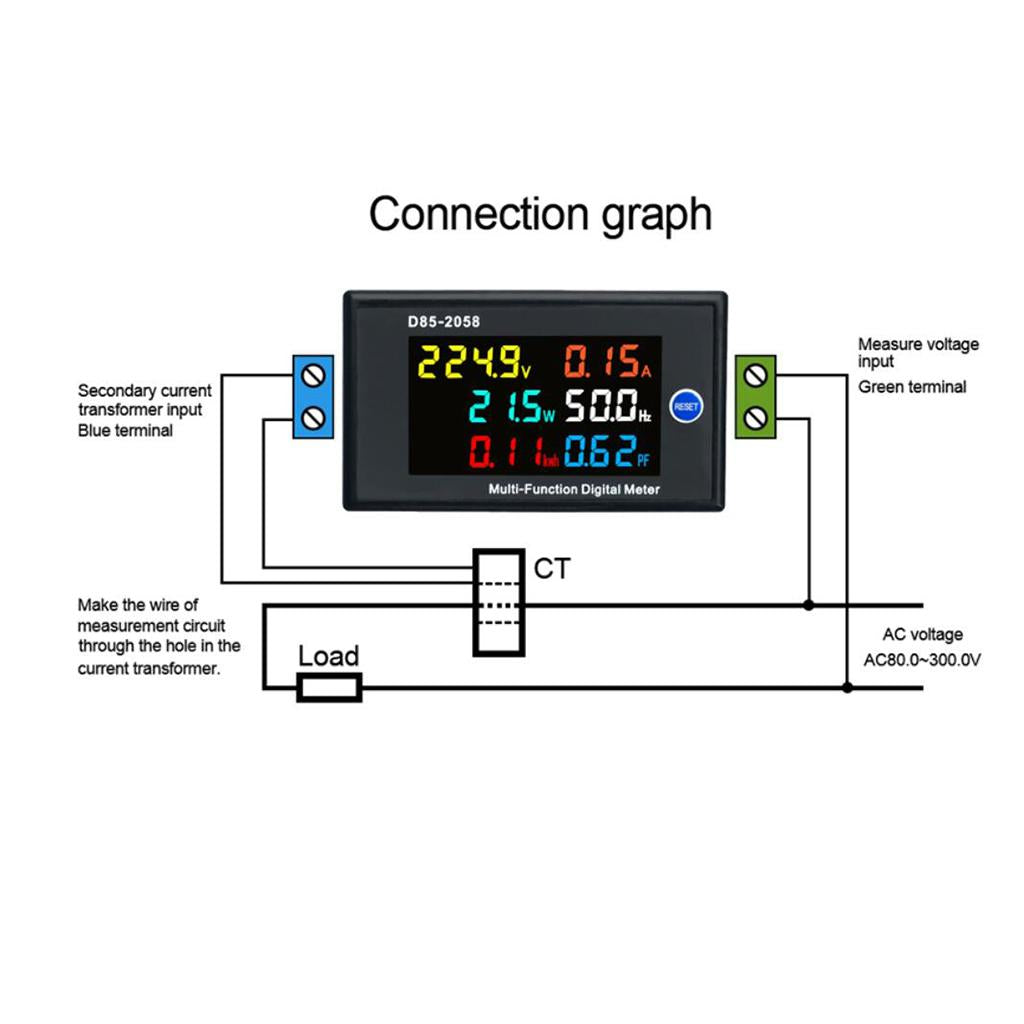 LCD AC Panel Meter Volt Current Voltmeter Ammeter Display Digital Monitor AC40 300V