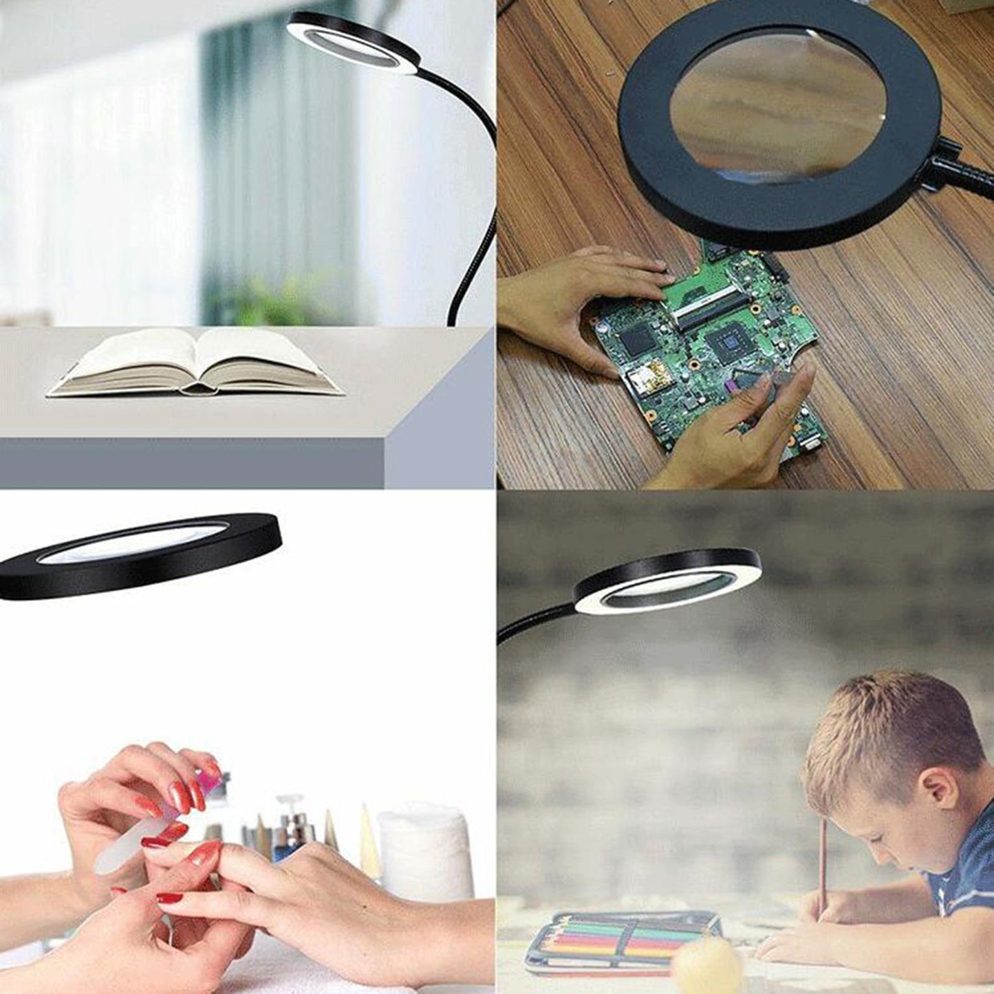 Magnifier Clip Lamp 10x Easy to Move Crafts Desktop for Jewelry Making