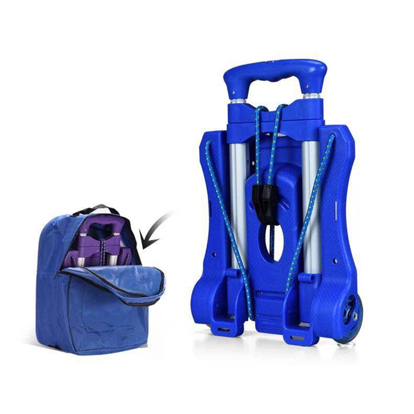 Portable Hand Trolley Cart Load 35kg 2 Wheels for Home Luggage Personal Blue