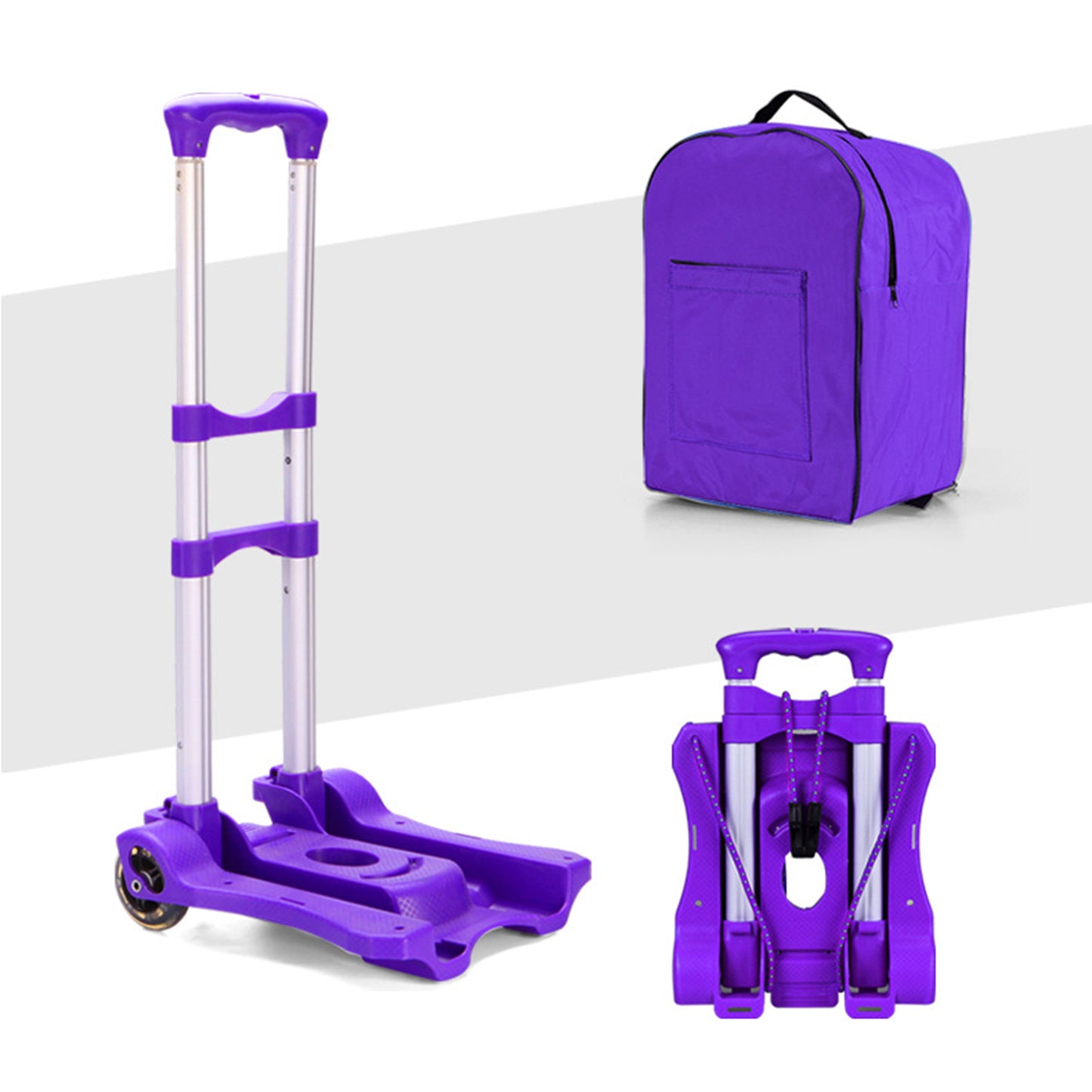 Heavy Duty Folding Hand Trolley Cart Load 35kg with Luggage Case for Luggage Purple