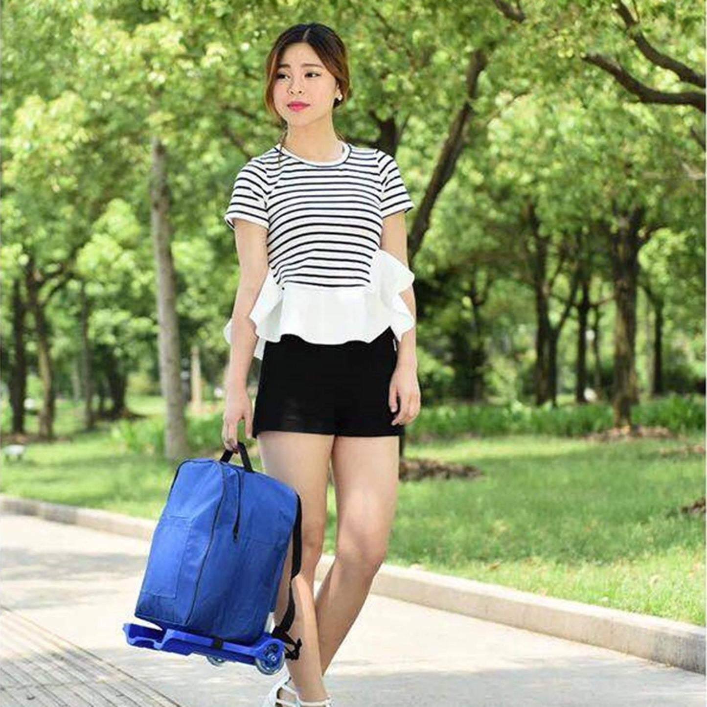 Heavy Duty Folding Hand Trolley Cart Load 35kg with Luggage Case for Luggage Blue