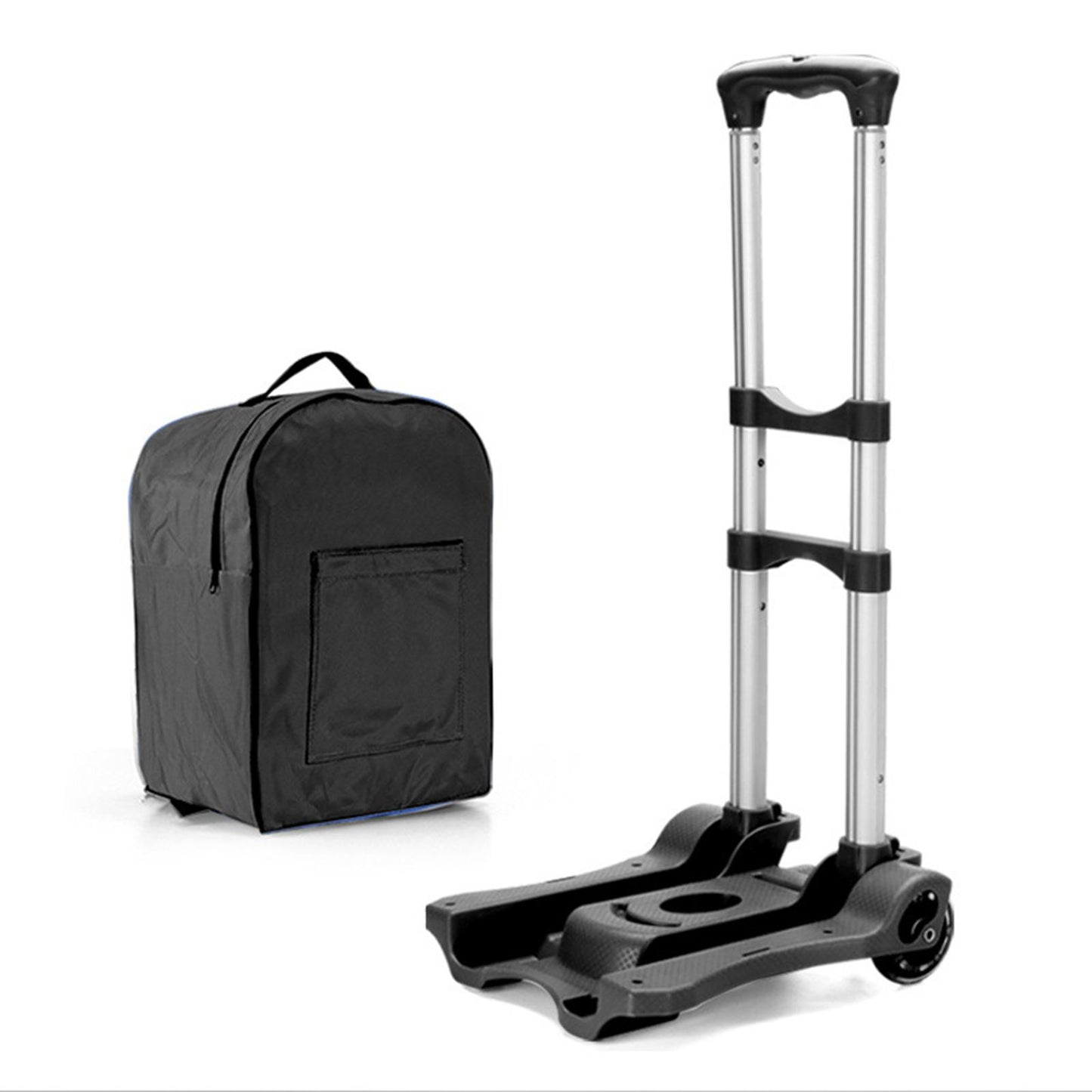 Heavy Duty Folding Hand Trolley Cart Load 35kg with Luggage Case for Luggage Black