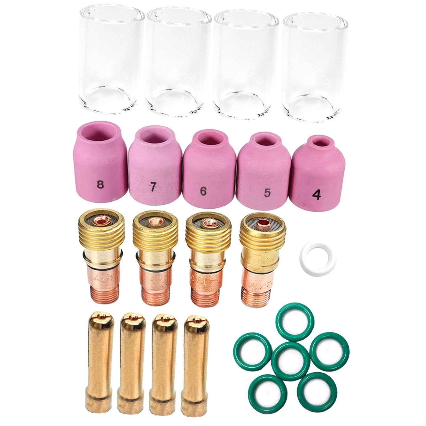 26Pcs Torch TIG Welding Glass Kit Collets Body Gas Lens for WP17 18 26 Accs