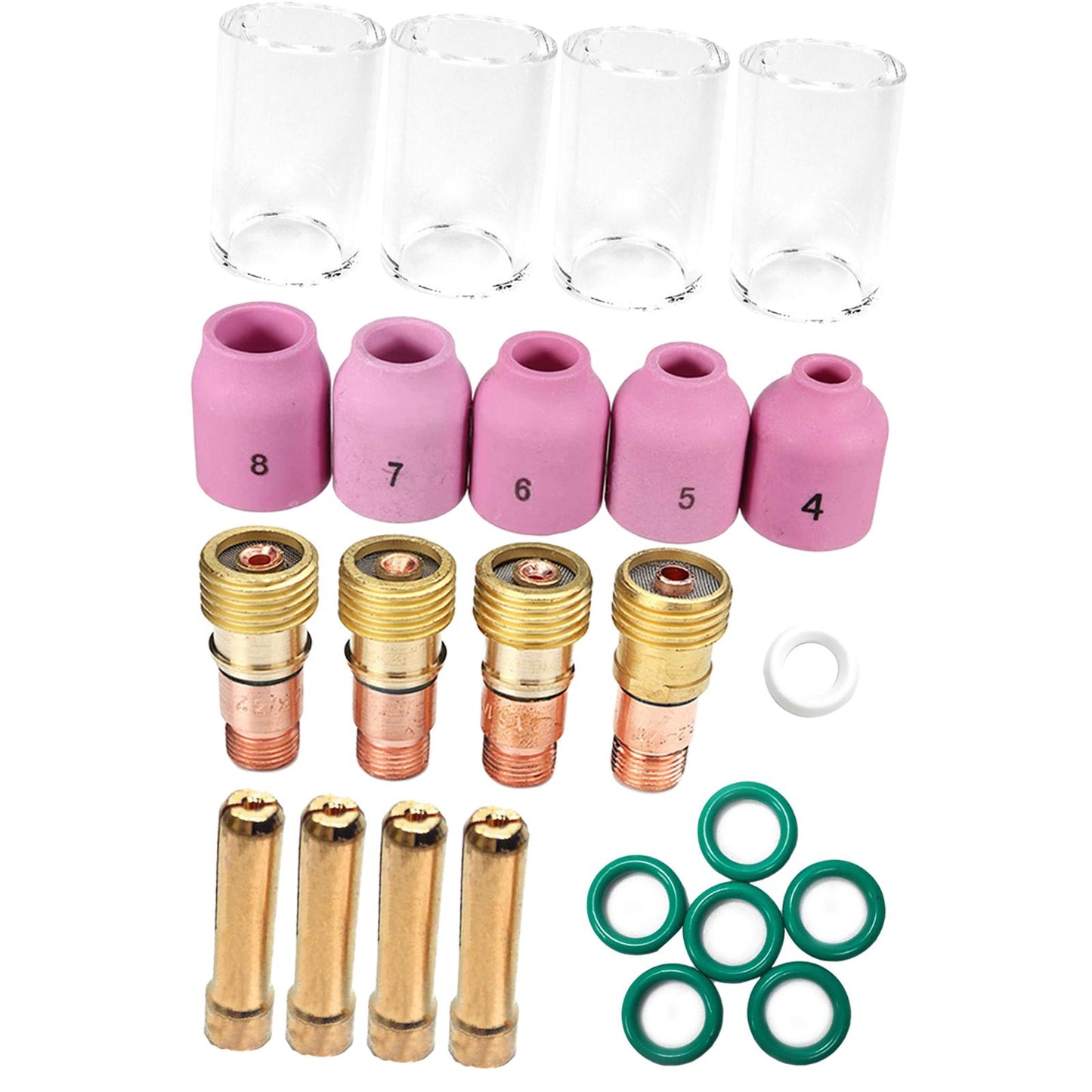 26Pcs Torch TIG Welding Glass Kit Collets Body Gas Lens for WP17 18 26 Accs