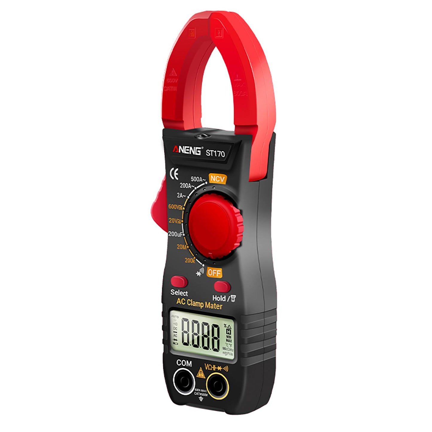 Handheld Clamp Meter Multimeter Digital Volt Current Tester LCD Screen Red