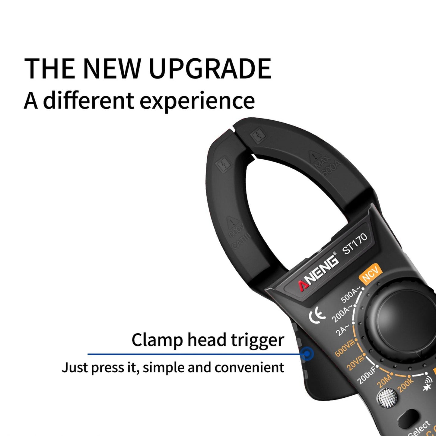 Handheld Clamp Meter Multimeter Digital Volt Current Tester LCD Screen Black