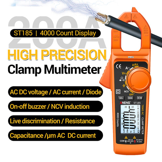 Clamp Meter Multimeter Digital Volt Current Tester LCD Screen Orange