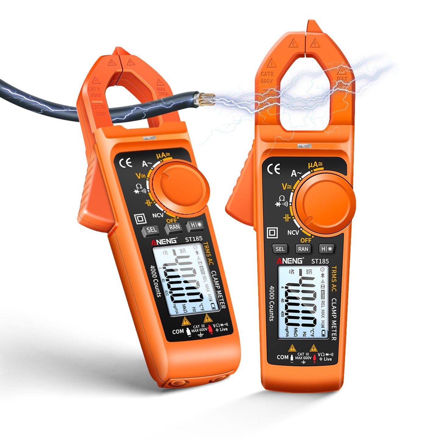 Clamp Meter Multimeter Digital Volt Current Tester LCD Screen Orange