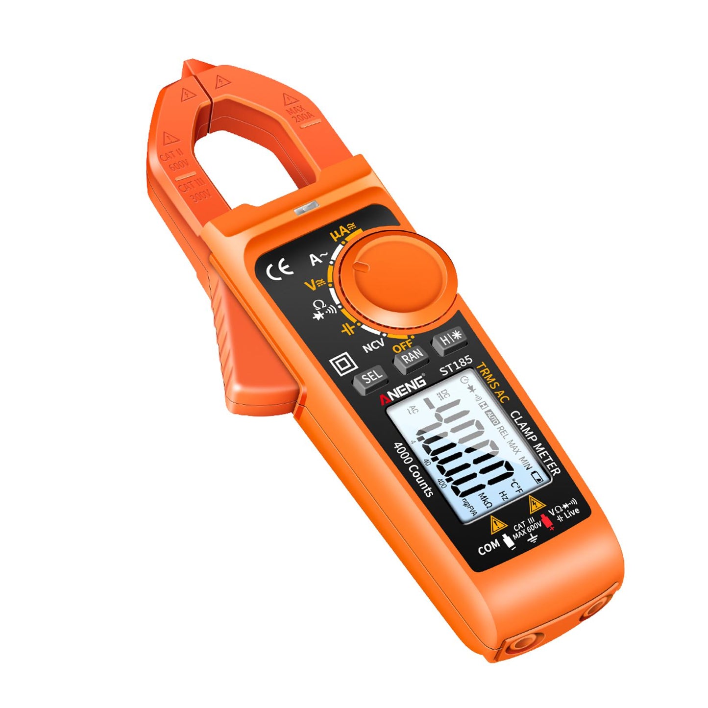 Clamp Meter Multimeter Digital Volt Current Tester LCD Screen Orange