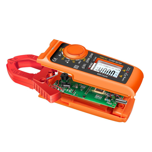 Clamp Meter Multimeter Digital Volt Current Tester LCD Screen Orange and Red