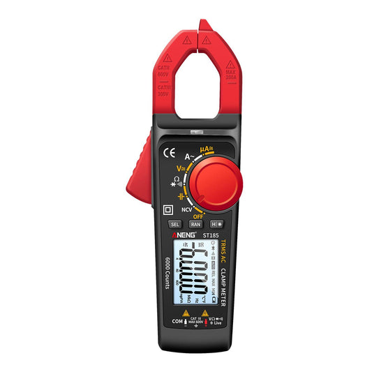 Clamp Meter Multimeter Digital Volt Current Tester LCD Screen Black and Red
