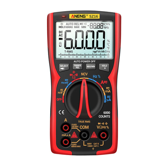 Digital Multimeter DC AC Voltmeter Resistance Detector Red SZ16