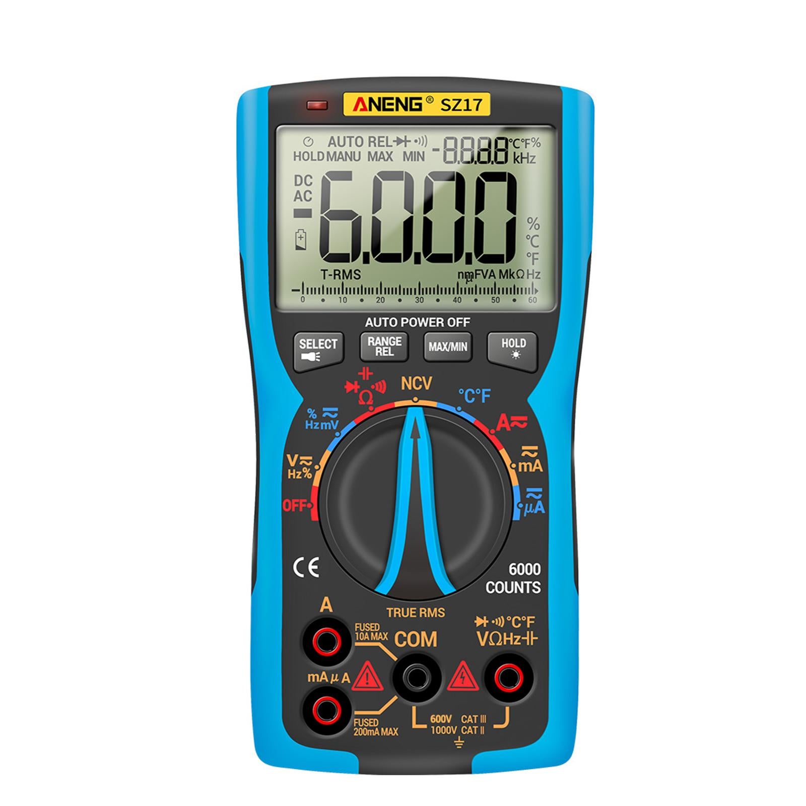 Digital Multimeter DC AC Voltmeter Resistance Detector Blue SZ17