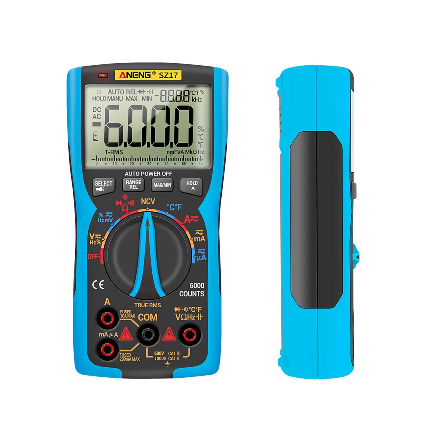 Digital Multimeter DC AC Voltmeter Resistance Detector Blue SZ17