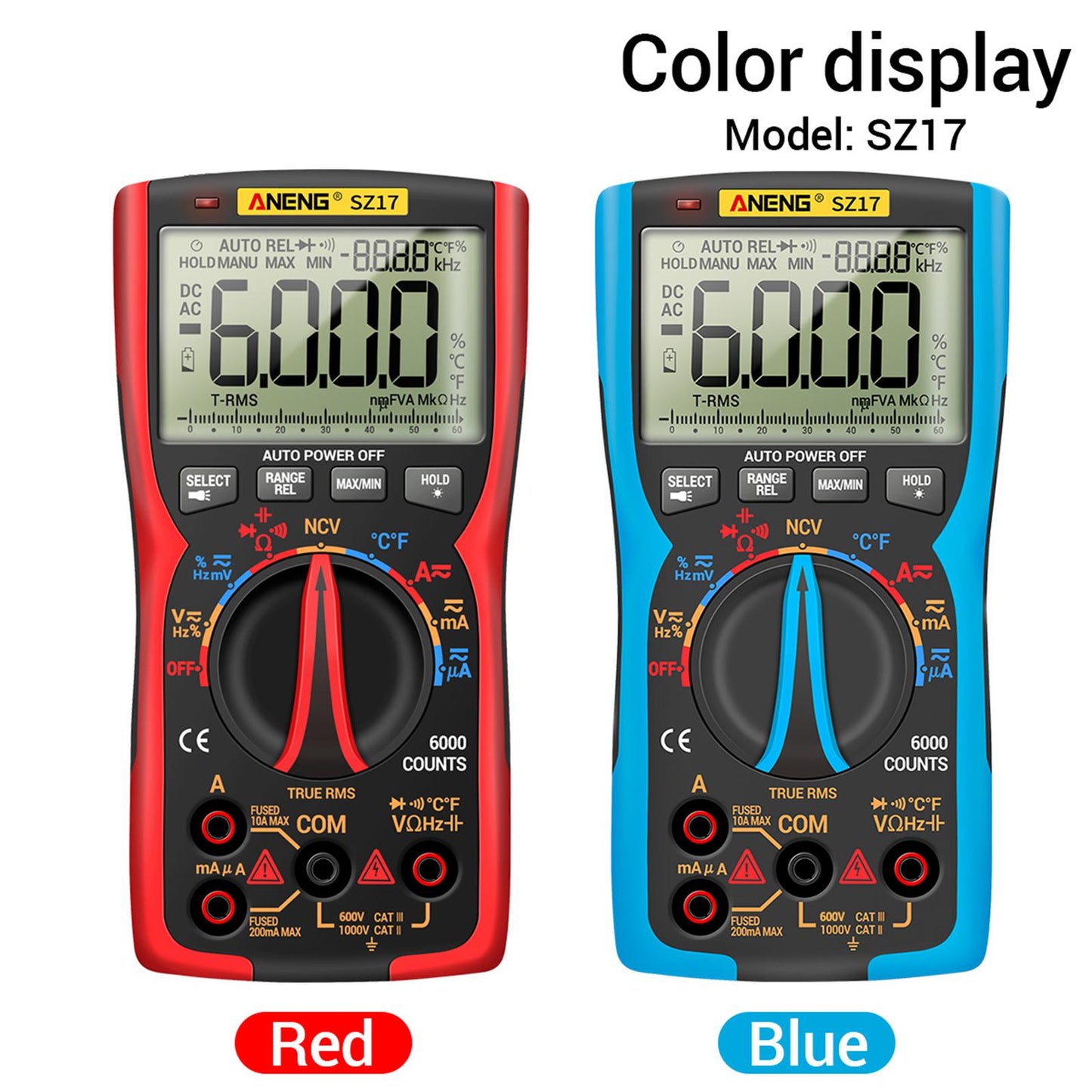 Digital Multimeter DC AC Voltmeter Resistance Detector Blue SZ17