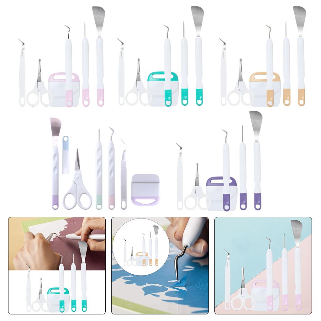 6Pcs Basic Vinyl Tool Kit Crafts Lettering Precision Weeding Kits Splicing Green