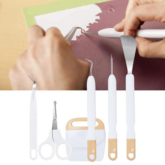 6Pcs Basic Vinyl Tool Kit Crafts Lettering Precision Weeding Kits Splicing Yellow