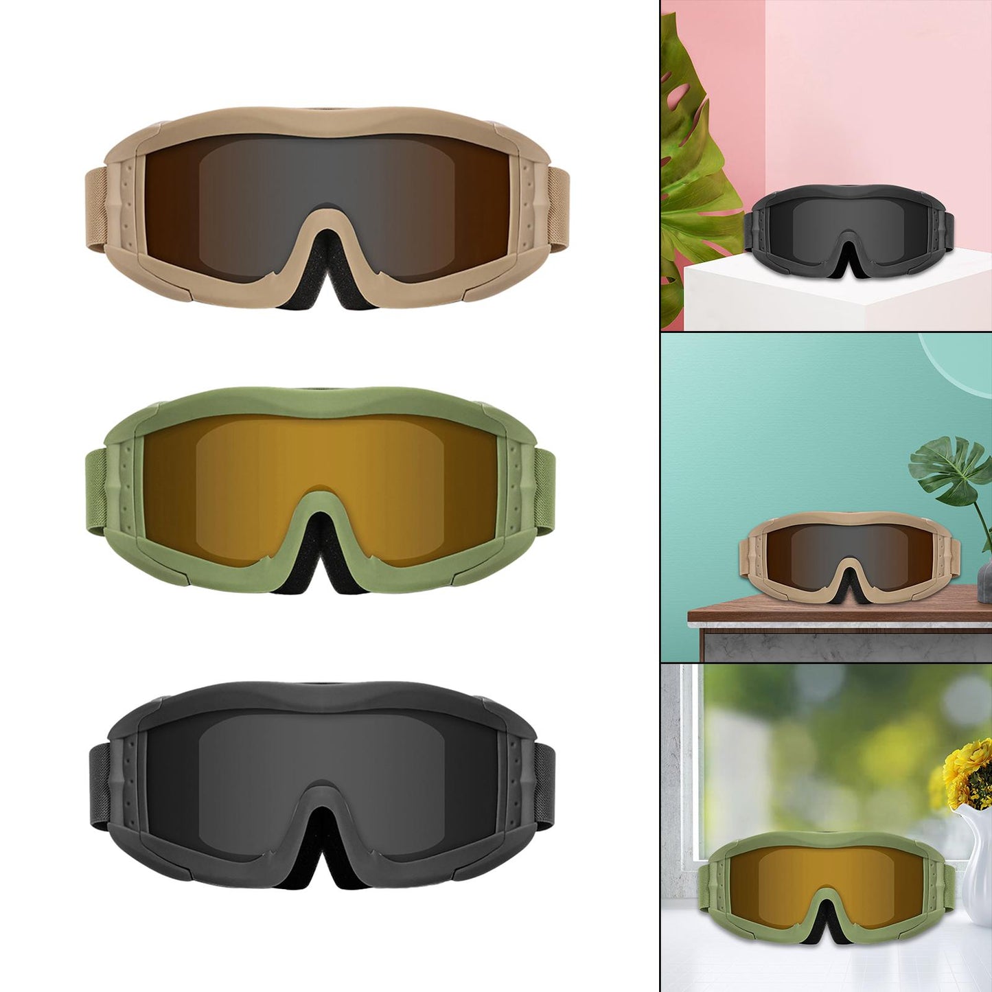Anti-Impact Tactical Windproof Goggles Goggle Impact Resistant Glasses ArmyGreen