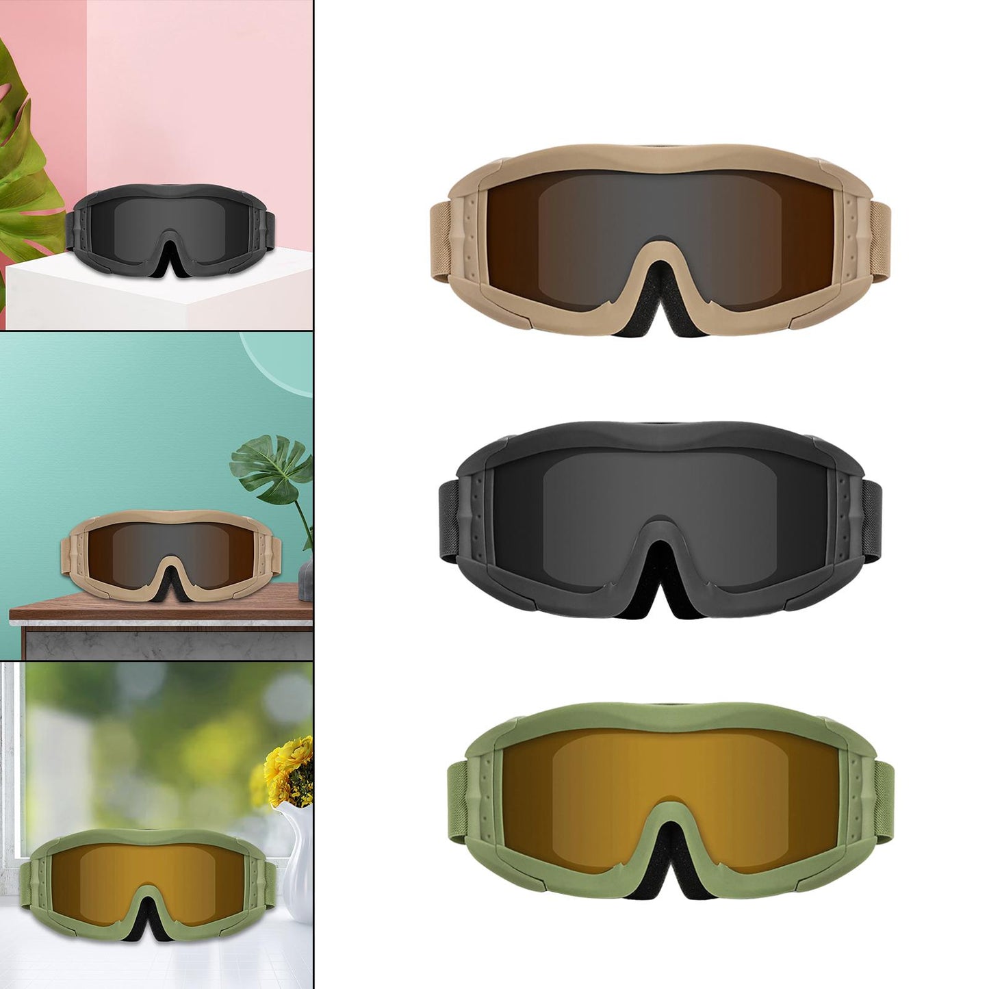Anti-Impact Tactical Windproof Goggles Goggle Impact Resistant Glasses ArmyGreen