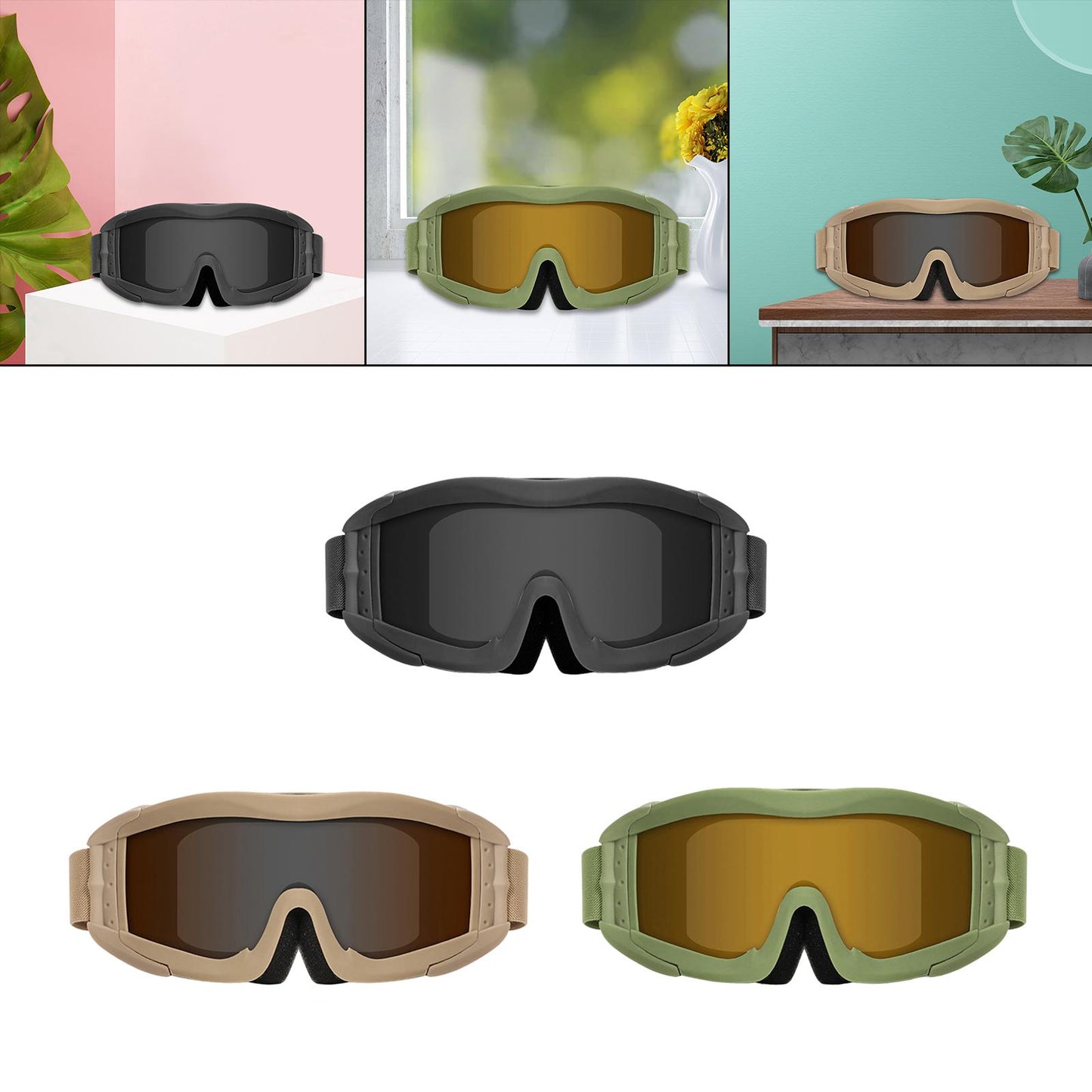 Anti-Impact Tactical Windproof Goggles Goggle Impact Resistant Glasses ArmyGreen