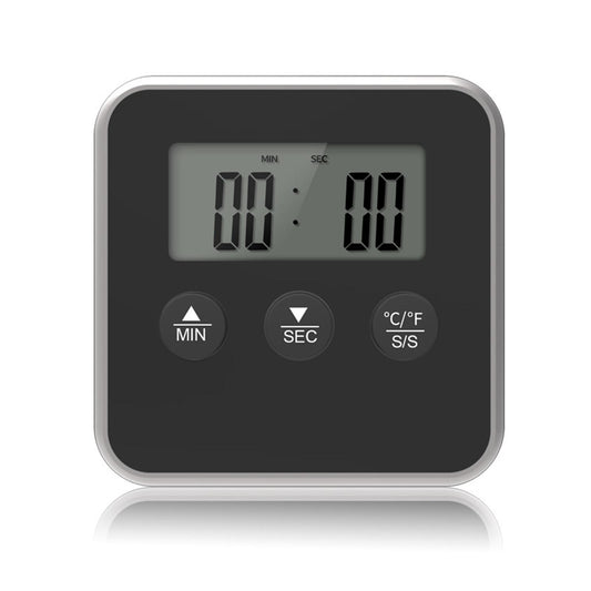 Meat Thermometer Accurate Long Probe with Timer for Cooking Oven black