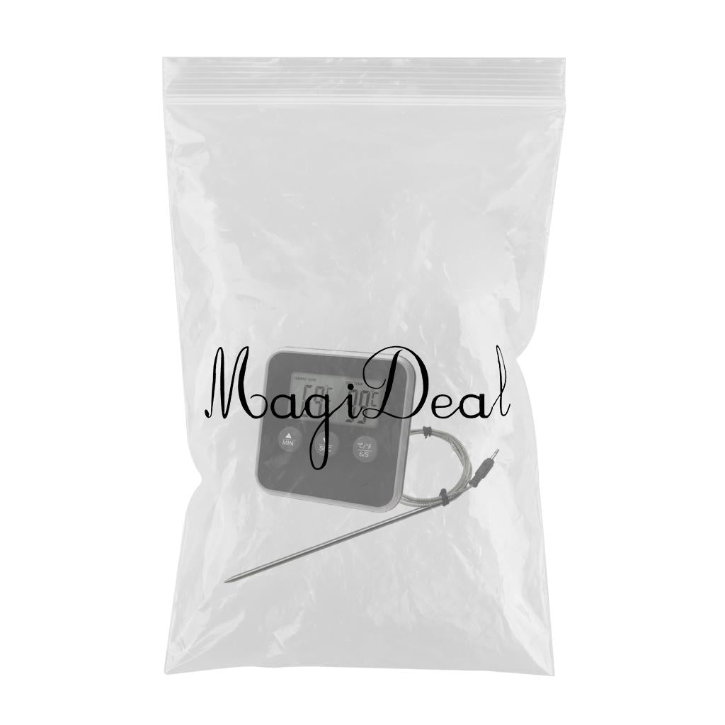 Meat Thermometer Accurate Long Probe with Timer for Cooking Oven black