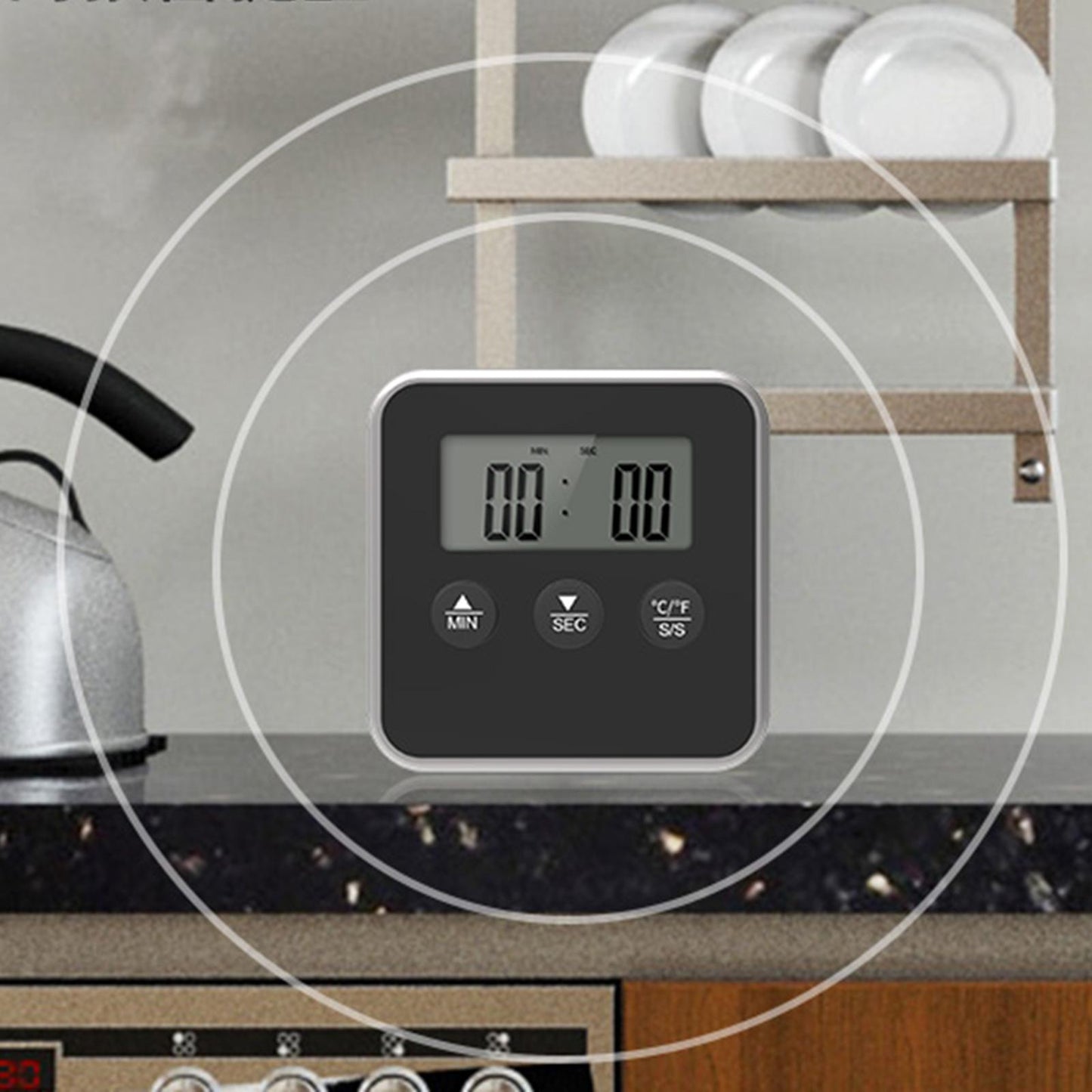 Meat Thermometer Accurate Long Probe with Timer for Cooking Oven black