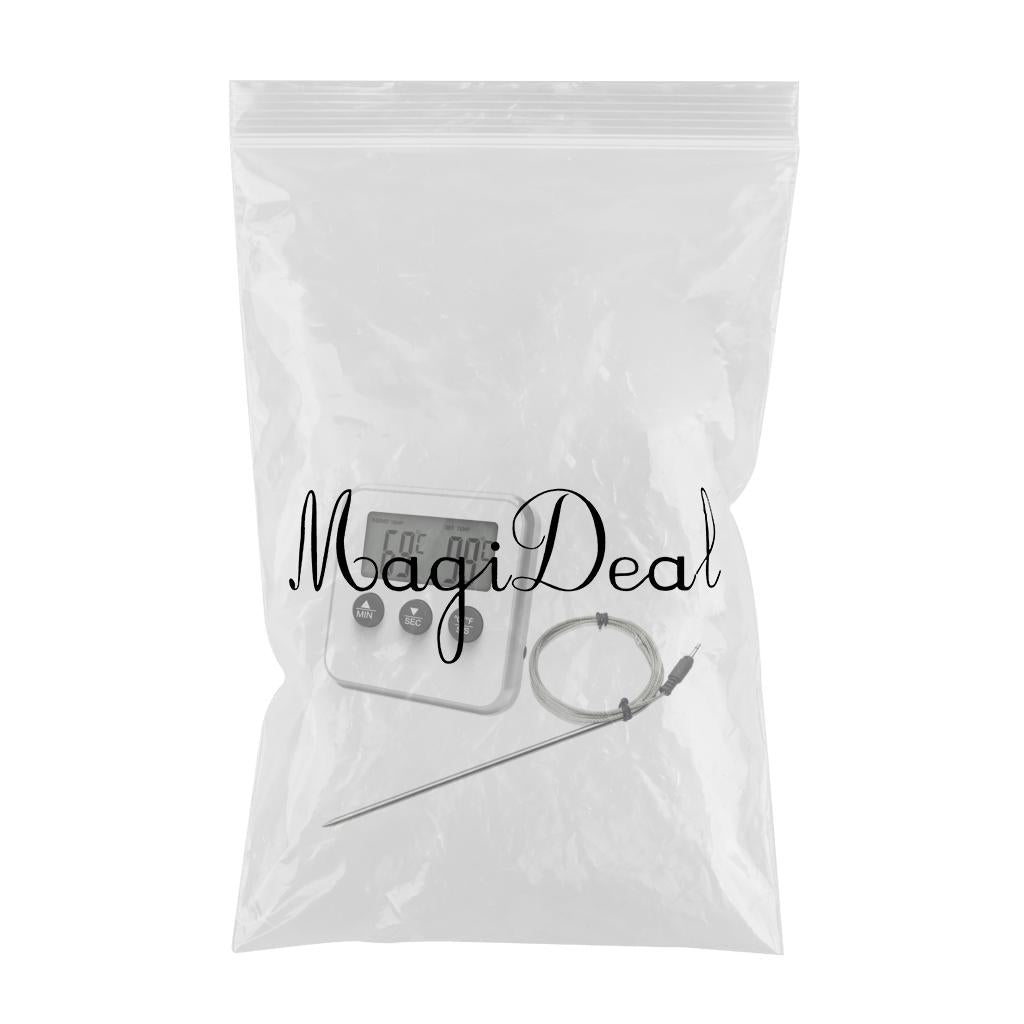 Meat Thermometer Accurate Long Probe with Timer for Cooking Oven white