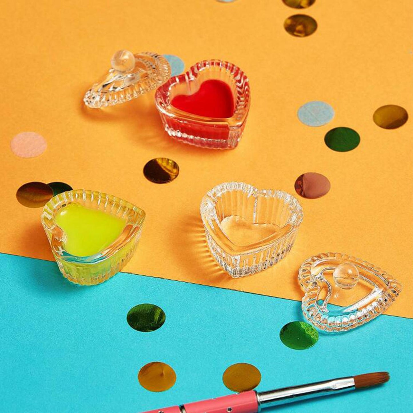 Acrylic Liquid Powder Dappen Dish  with Lid heart  1.3x1.6inch