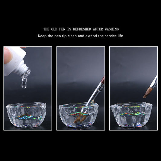 Acrylic Liquid Powder Dappen Dish  with Lid octagonal 1.6x1.65in