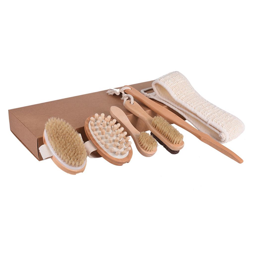 Dry Skin Exfoliating Bath Brush Set Bristle Back Exfoliator Brush Massager